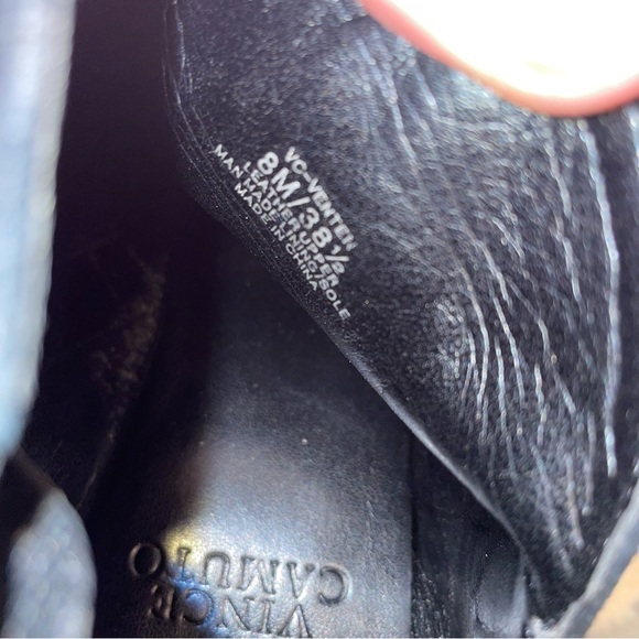 Vince Camuto Black Leather & Suede Heeled Booties 8M - Picture 9 of 13